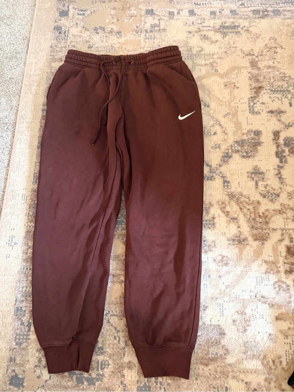 Nike Maroon Adult Joggers with White Swoosh Large